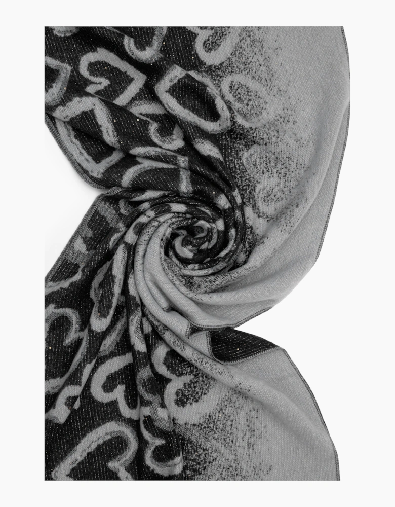 Black Heart Print Scarf