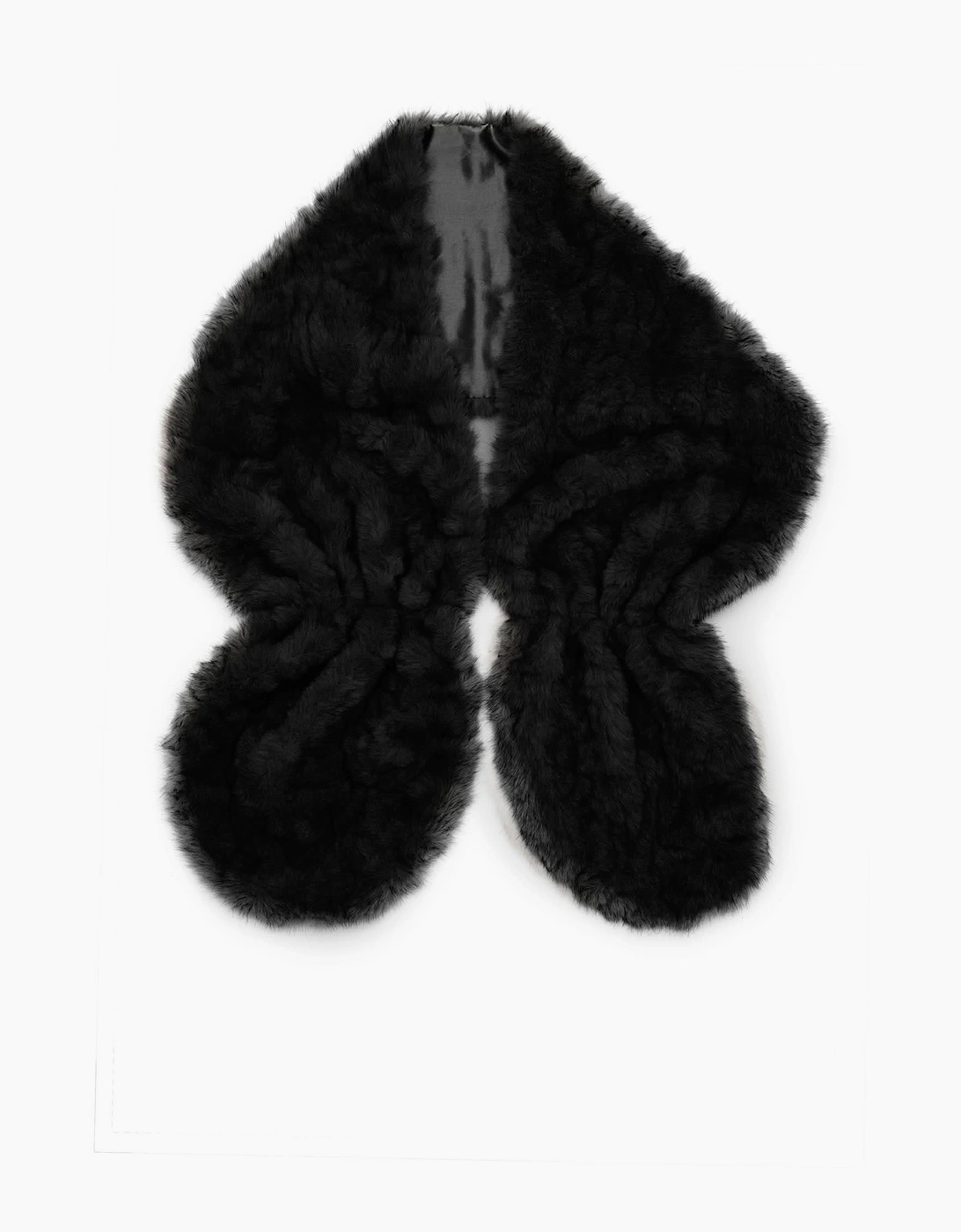 Black Textured Faux Fur Collar