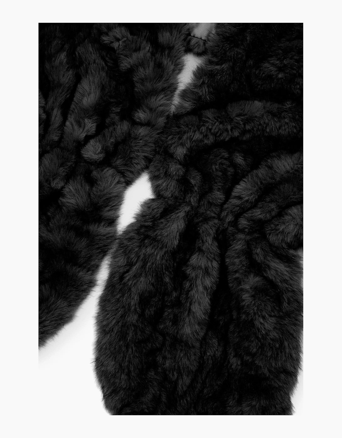 Black Textured Faux Fur Collar