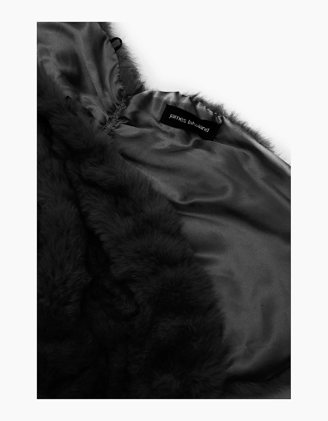 Black Textured Faux Fur Collar