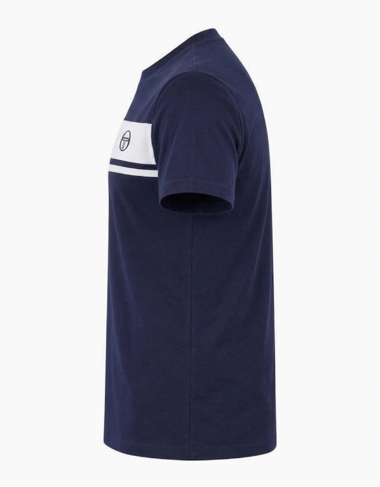 Sergio Tacchini Master Crew Neck T-Shirt Navy/White Tonal