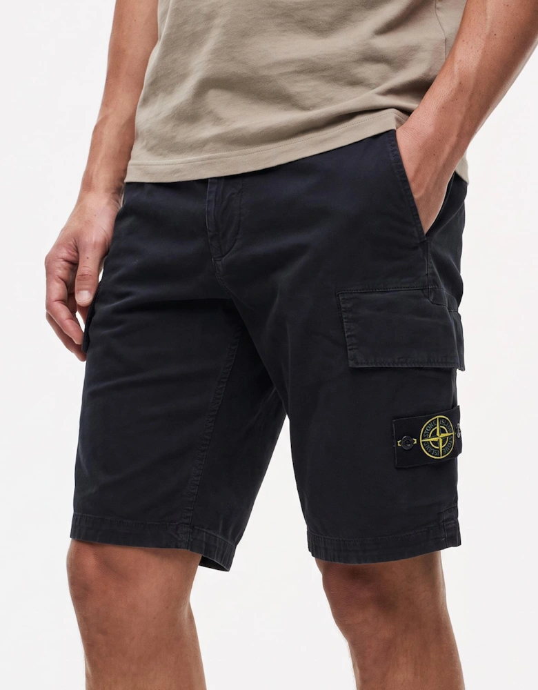 Stone Island L100018 Organic Cotton 'Old' Effect Cargo Shorts BLACK V0129