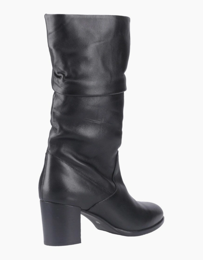 Hush Puppies Cosima Lthr Ruched Boot Womens Tall Boots Black