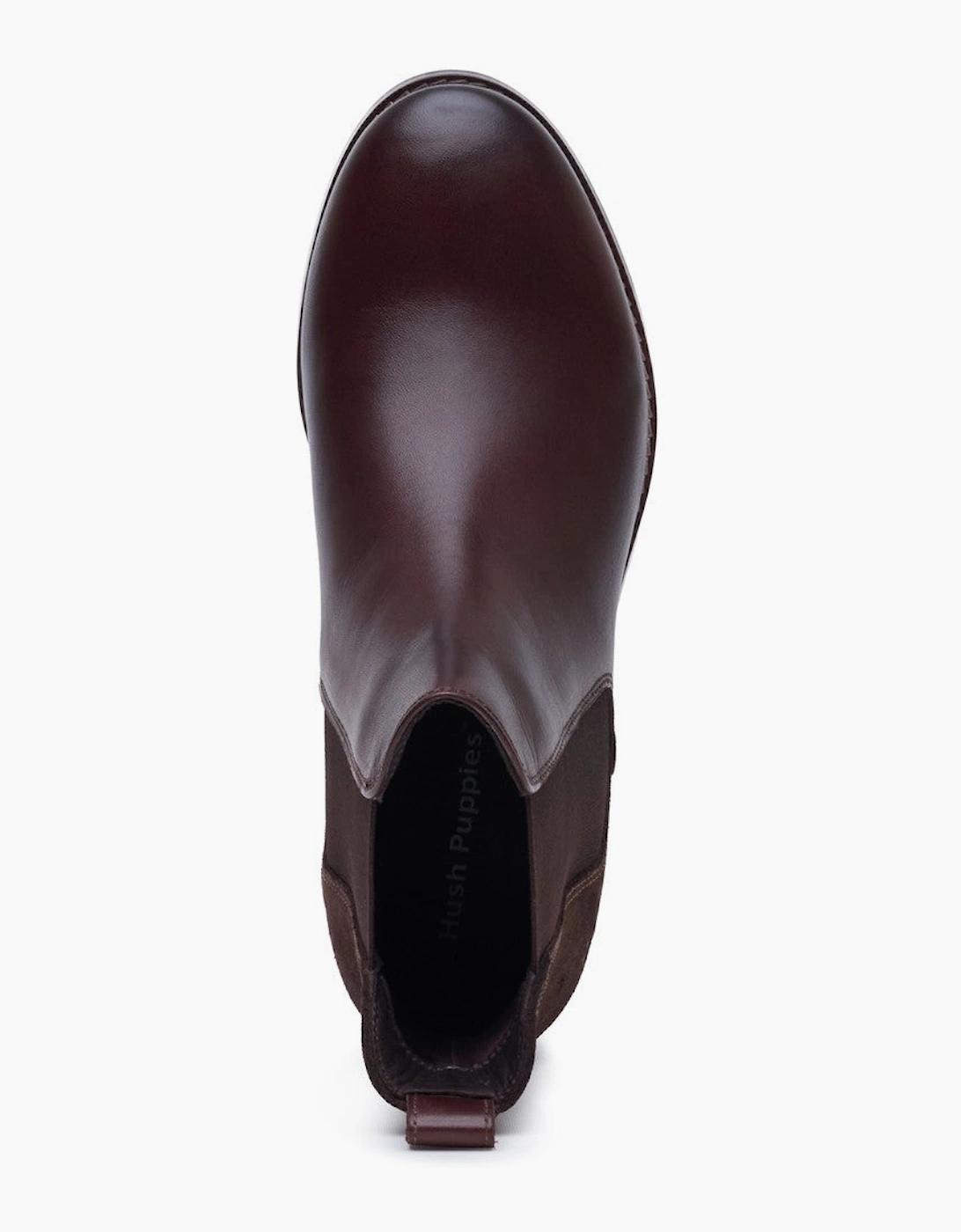 Hush Puppies Women's Brown Colette Leather Chocolate Wide Fit Flat Chelsea Boots Uk Size 7 - Image 3