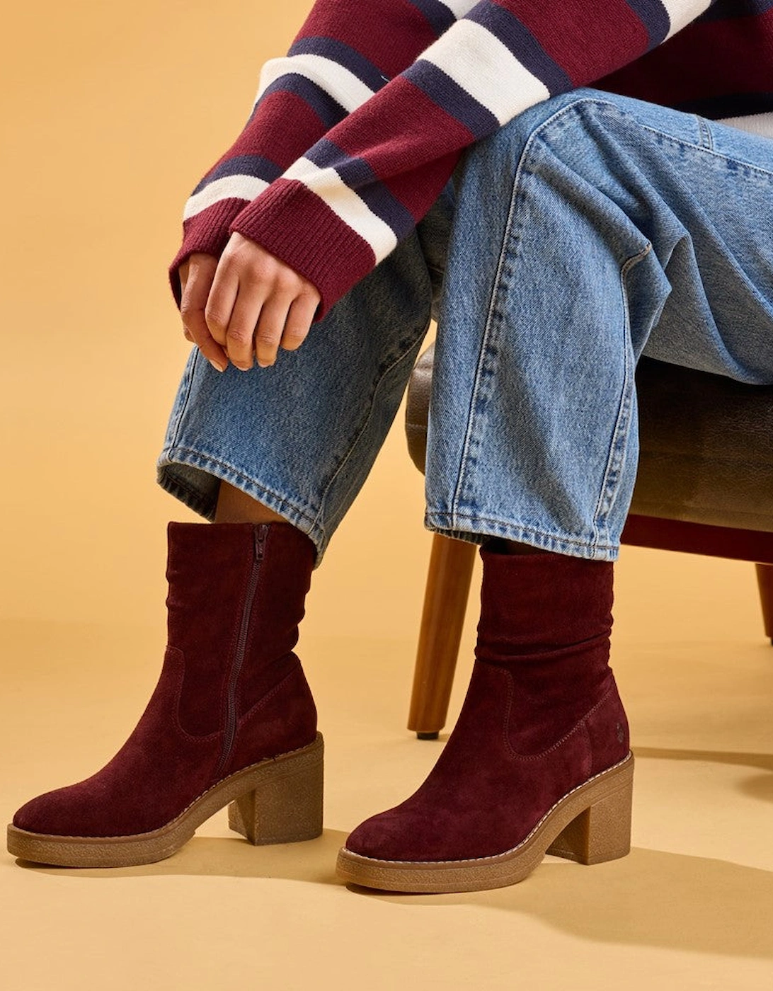 Hush Puppies Women's Purple Flora Ruched Boot Mid Calf Boots Plum - Size 4