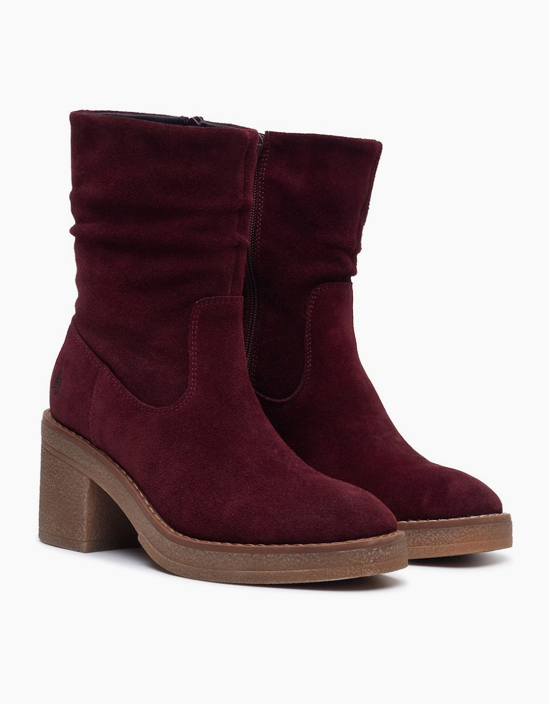 Hush Puppies Flora Ruched Boot Womens Mid Calf Boots Plum