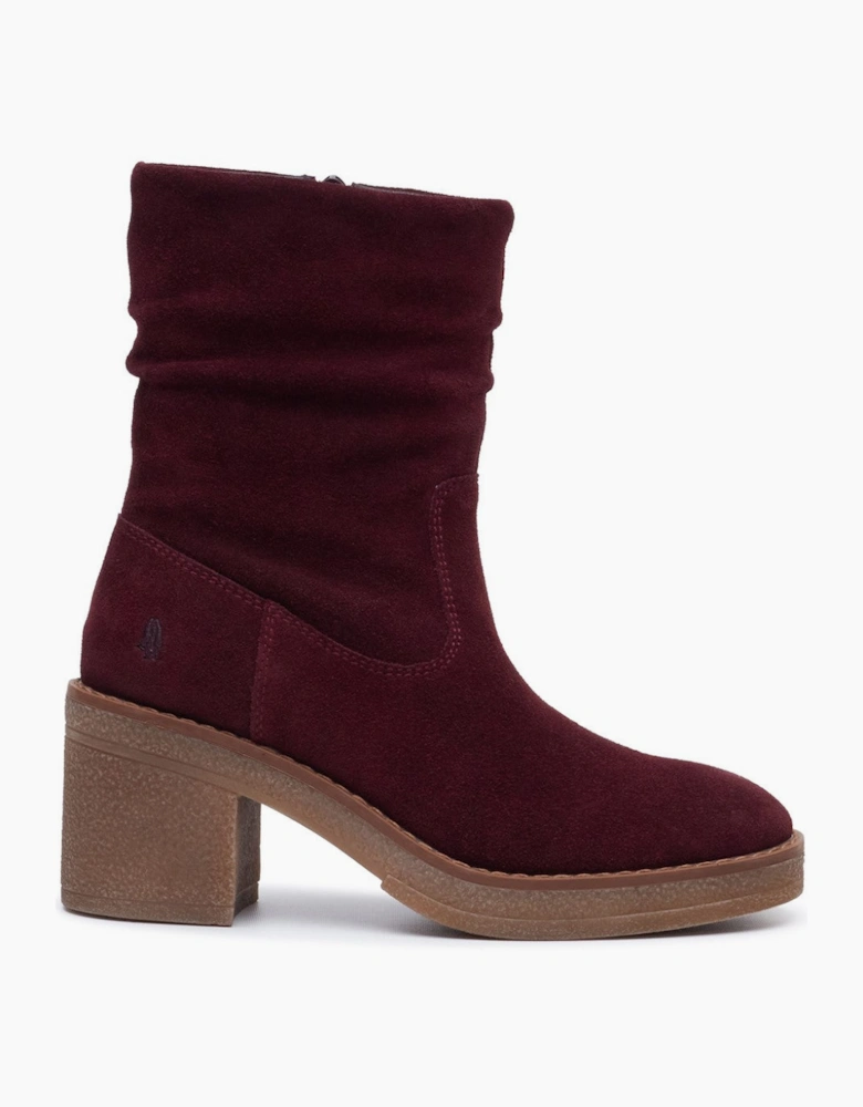 Hush Puppies Flora Ruched Boot Womens Mid Calf Boots Plum