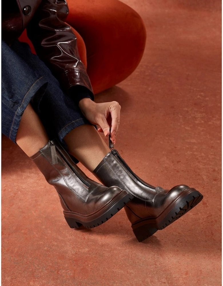 Hush Puppies Roxanna Zip Boot Womens Ankle Boots Silver