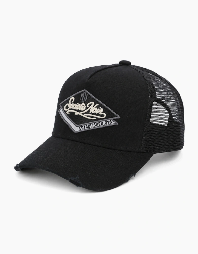 Societe Noir Diamond Distressed Mesh Trucker Cap Black/Grey