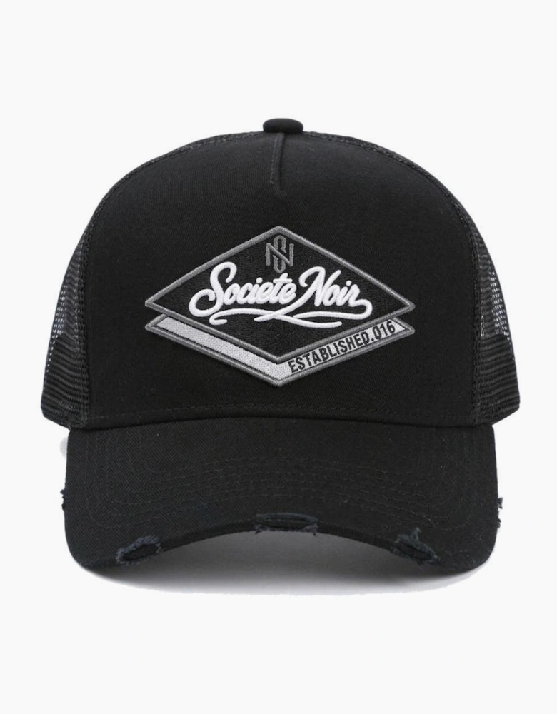 Societe Noir Diamond Distressed Mesh Trucker Cap Black/Grey