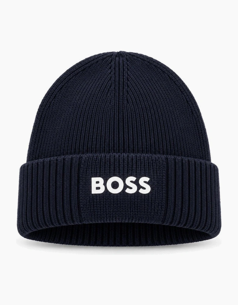 BOSS Asic Logo Beanie Hat Navy