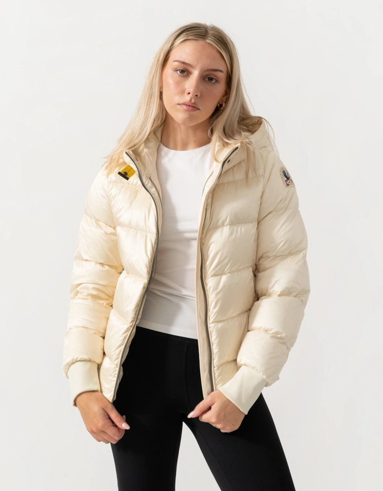 Parajumpers Mariah Womens Hooded Down Bomber Jacket - Warm Ivory 132