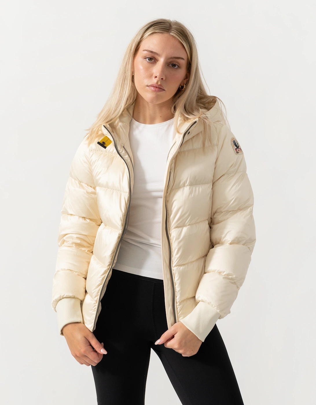 Parajumpers Mariah Womens Hooded Down Bomber Jacket - Warm Ivory 132