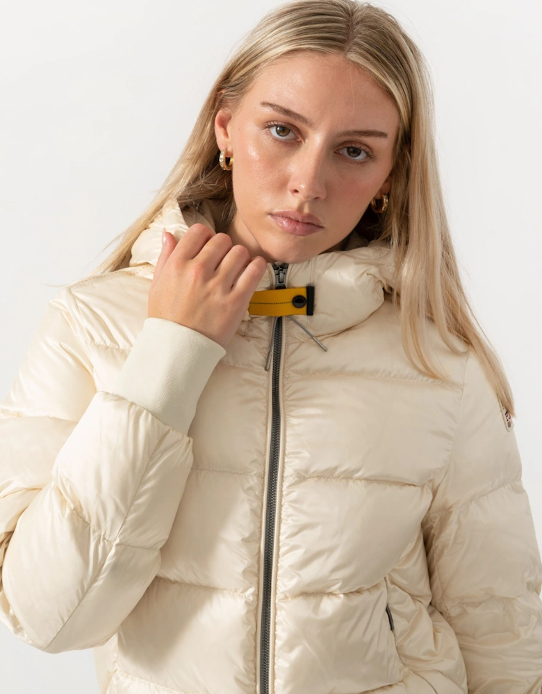 Parajumpers Mariah Womens Hooded Down Bomber Jacket - Warm Ivory 132