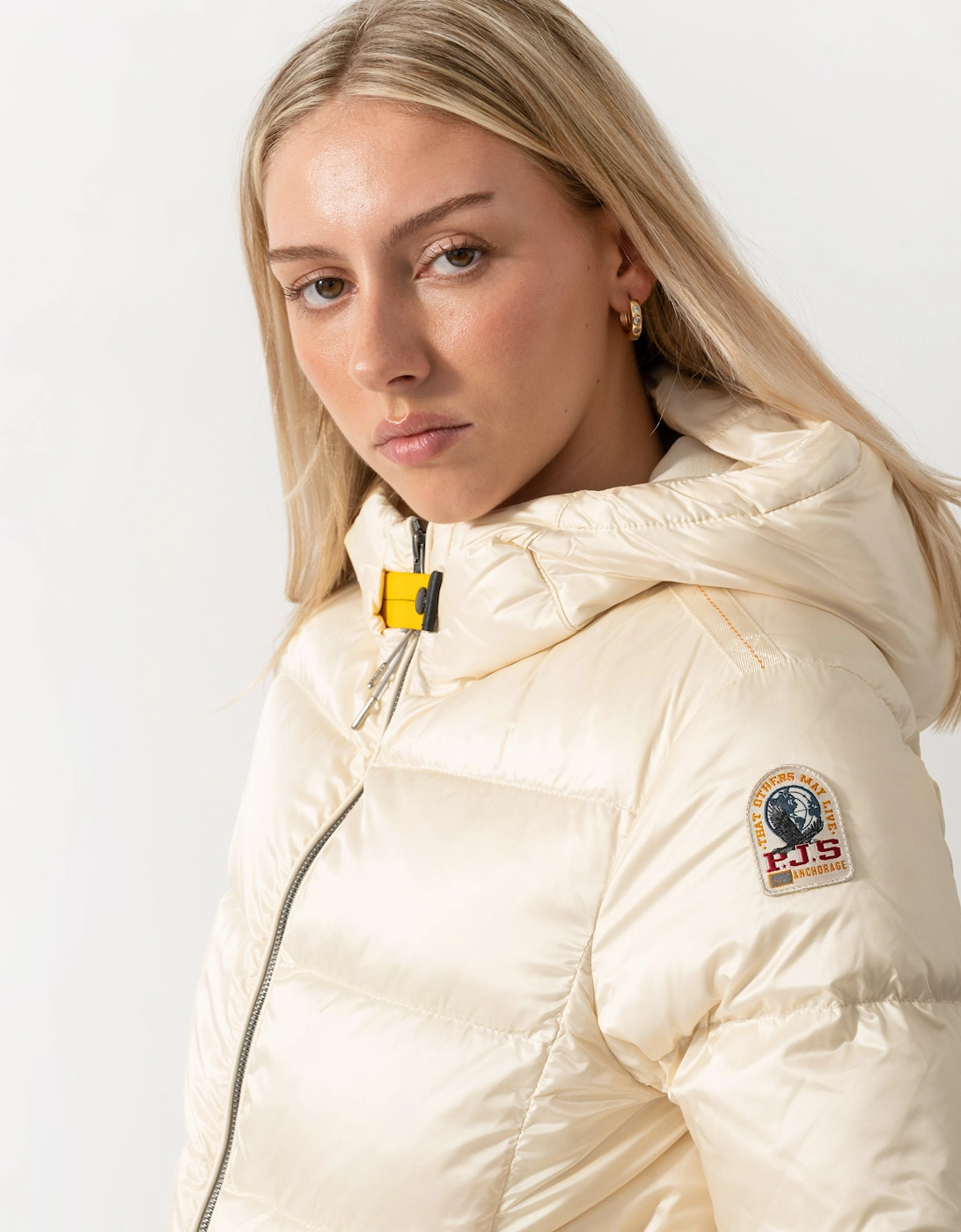 Parajumpers Mariah Womens Hooded Down Bomber Jacket - Warm Ivory 132