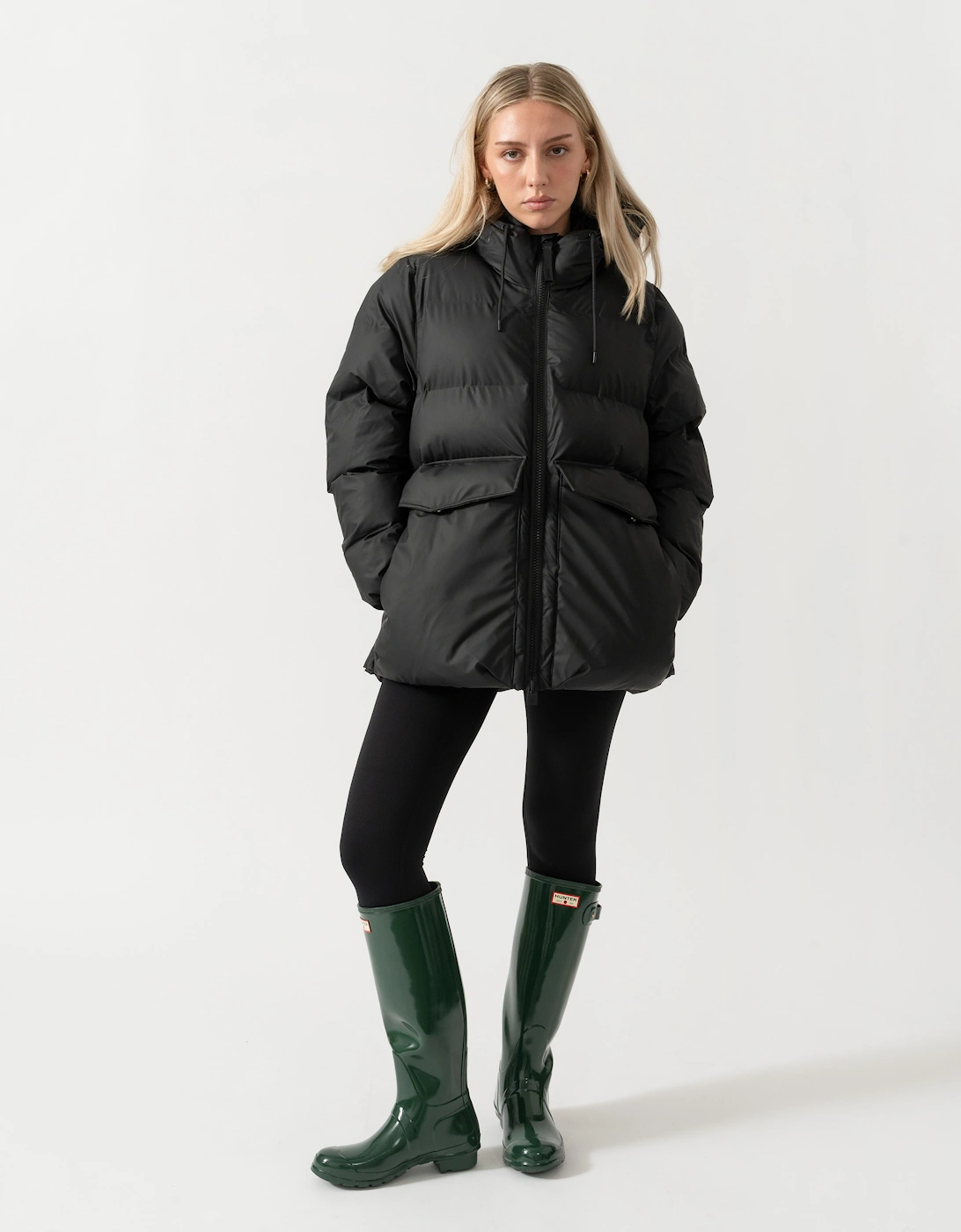 Rains Alta Womens A-Line Puffer Jacket - 01 Black