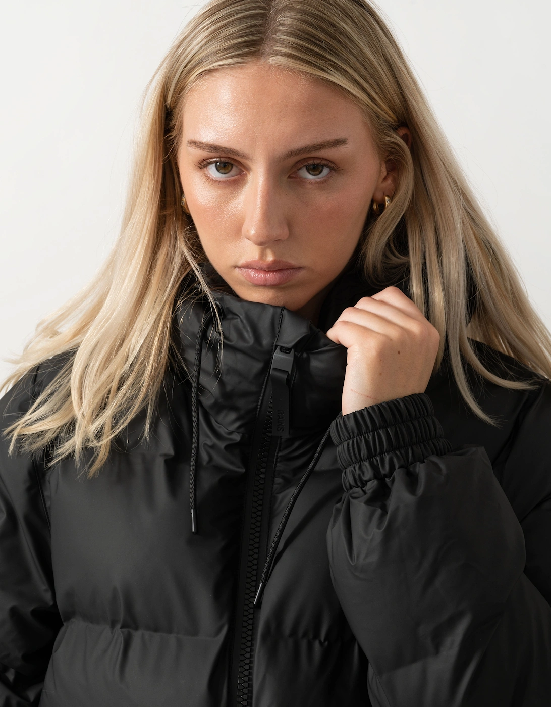 Rains Alta Womens A-Line Puffer Jacket - 01 Black