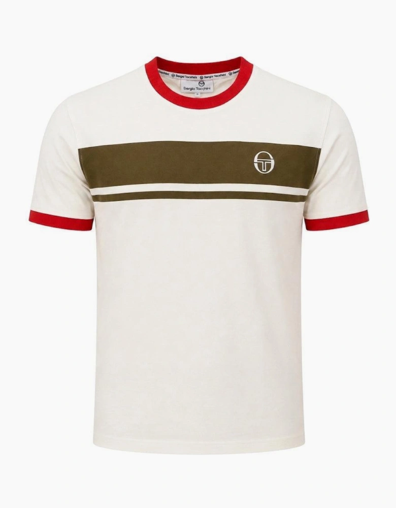 Sergio Tacchini Master Crew Neck T-Shirt Gardenia/Dark Olive/Adrenaline Rush