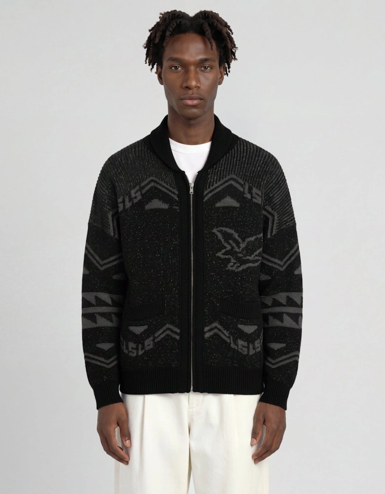 Eagle Jacquard Zip Cardigan
