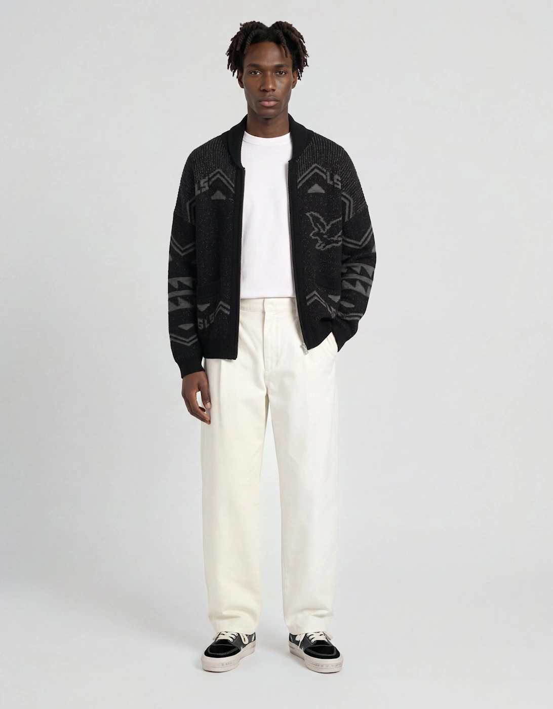 Eagle Jacquard Zip Cardigan