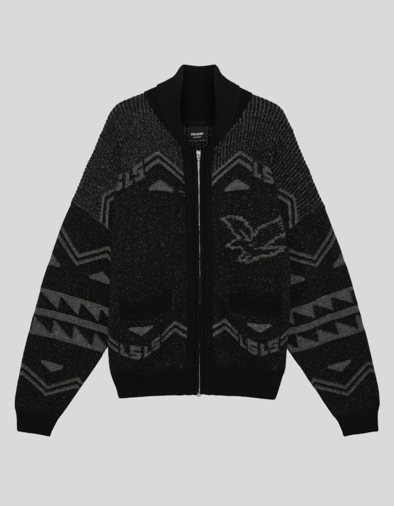 Eagle Jacquard Zip Cardigan