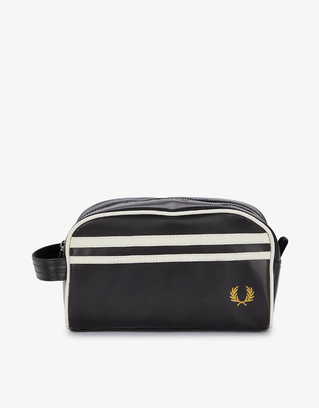 Fred Perry Mens Coated Polyester Wash Bag - Black/Ecru D57