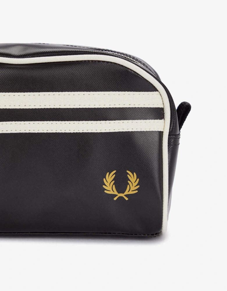 Fred Perry Mens Coated Polyester Wash Bag - Black/Ecru D57