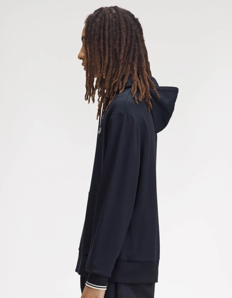 Fred Perry Mens Tipped Cuff Hooded Sweatshirt - Navy 608