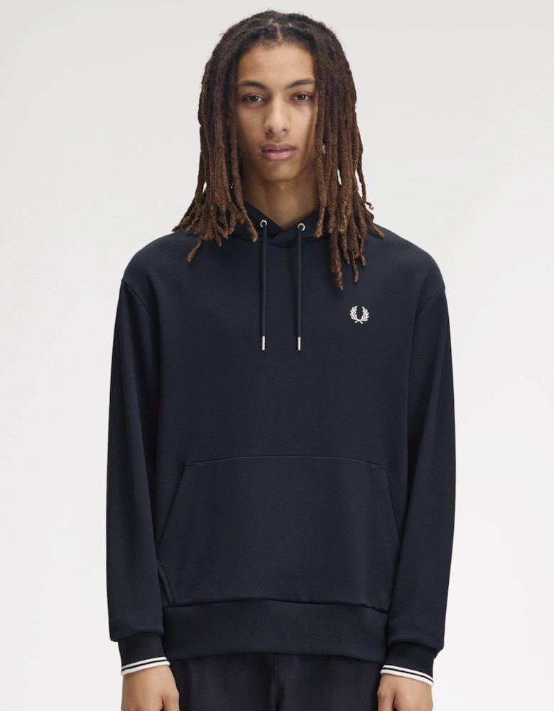 Fred Perry Mens Tipped Cuff Hooded Sweatshirt - Navy 608
