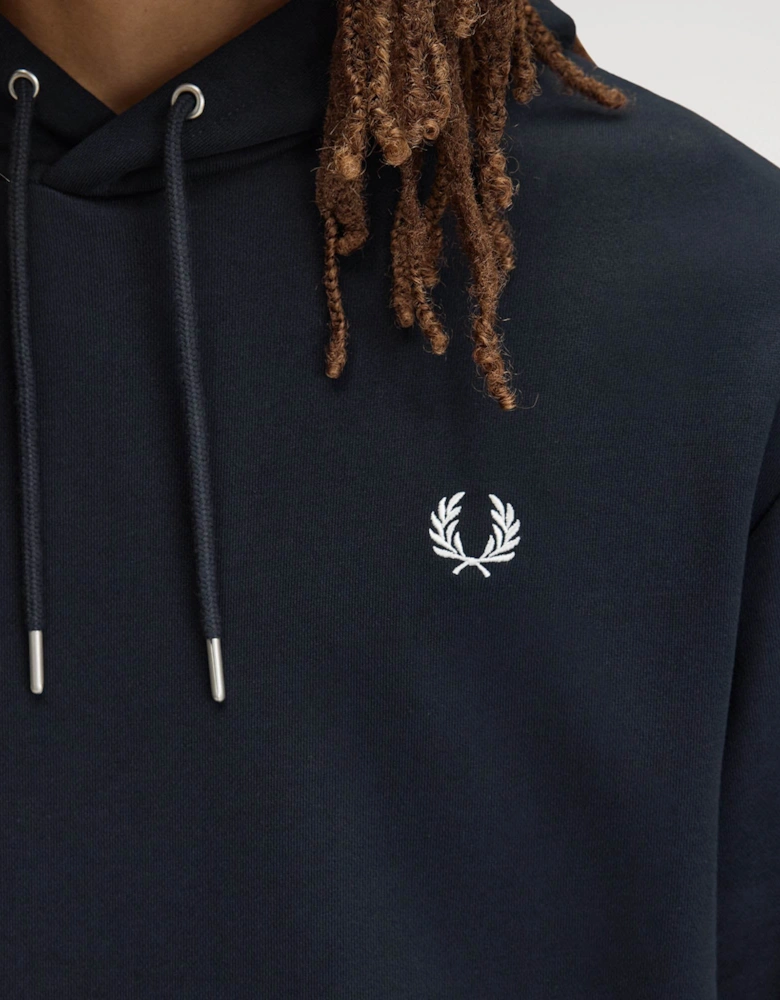 Fred Perry Mens Tipped Cuff Hooded Sweatshirt - Navy 608