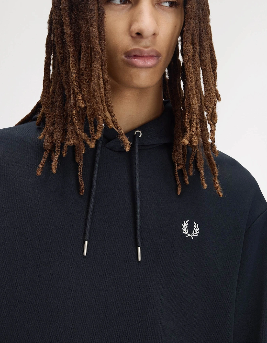 Fred Perry Mens Tipped Cuff Hooded Sweatshirt - Navy 608