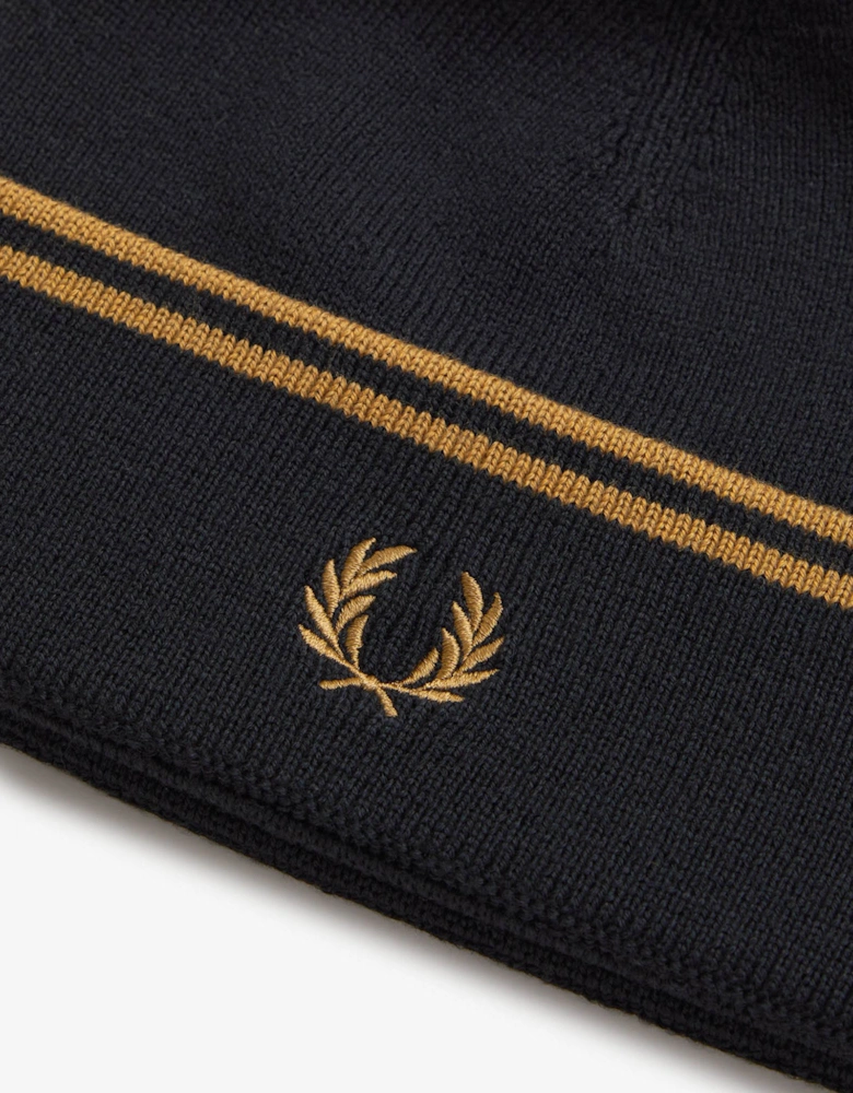 Fred Perry Mens Twin Tipped Merino Wool Beanie - Black/Dark Caramel U12