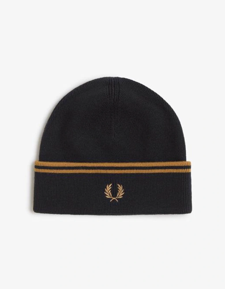 Fred Perry Mens Twin Tipped Merino Wool Beanie - Black/Dark Caramel U12