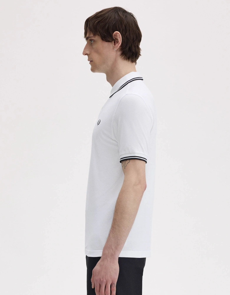 Fred Perry Mens Twin Tipped Signature Polo Shirt - White 200