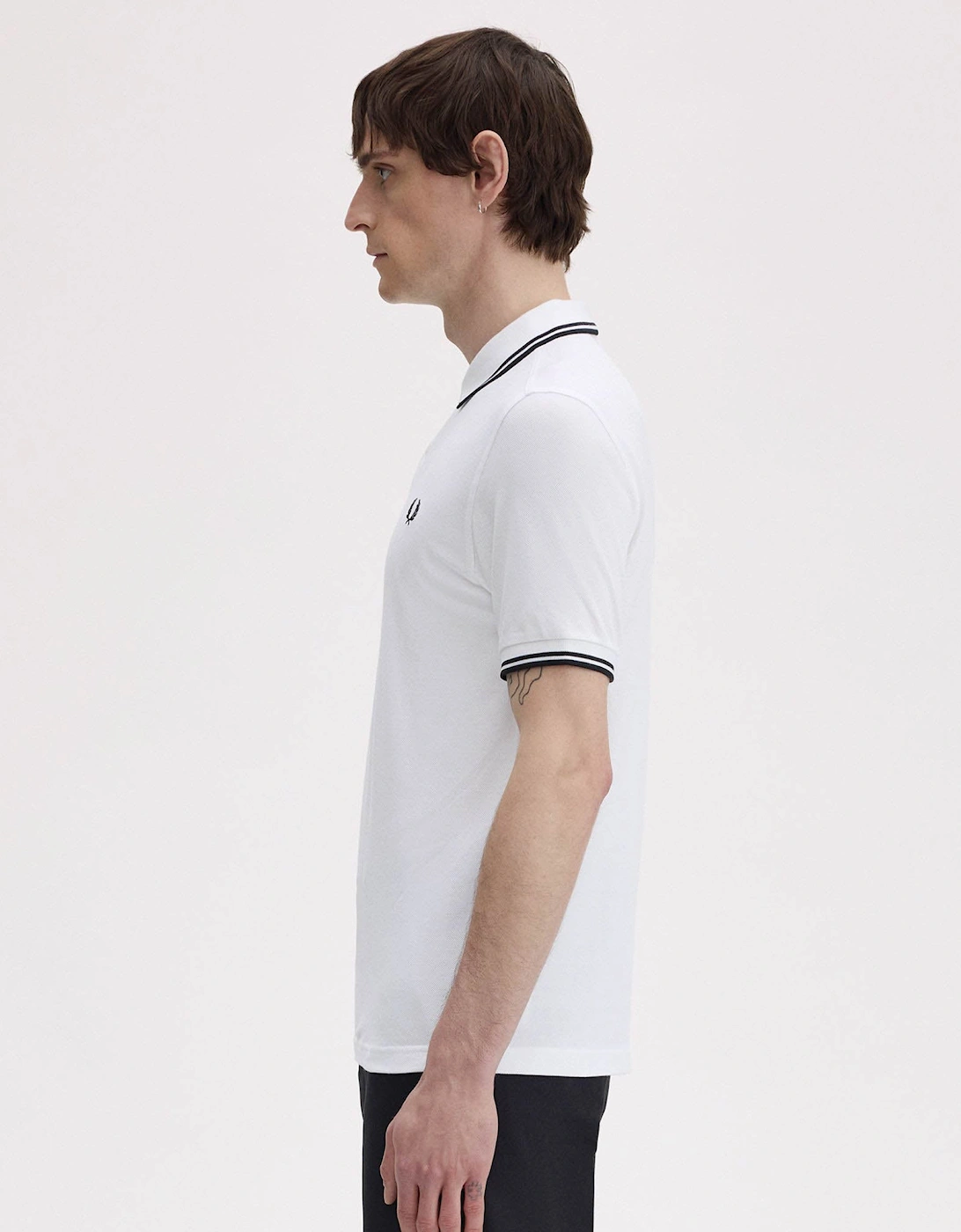 Fred Perry Mens Twin Tipped Signature Polo Shirt - White 200