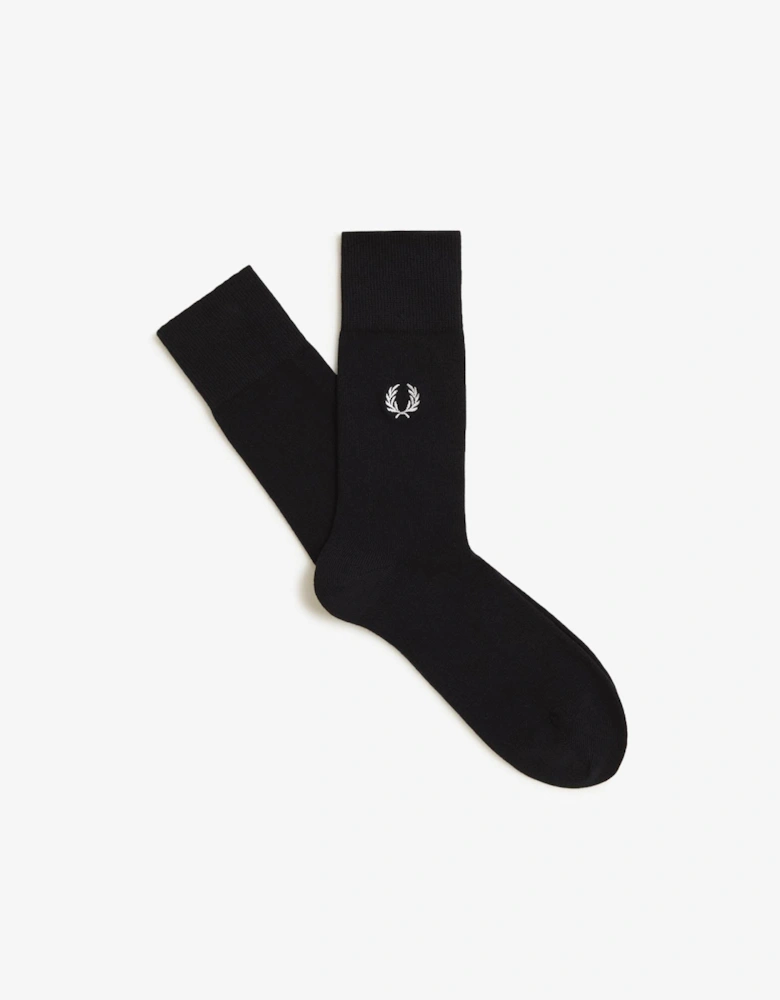 Fred Perry Mens Classic Laurel Wreath Sock - Black/Snow White 843