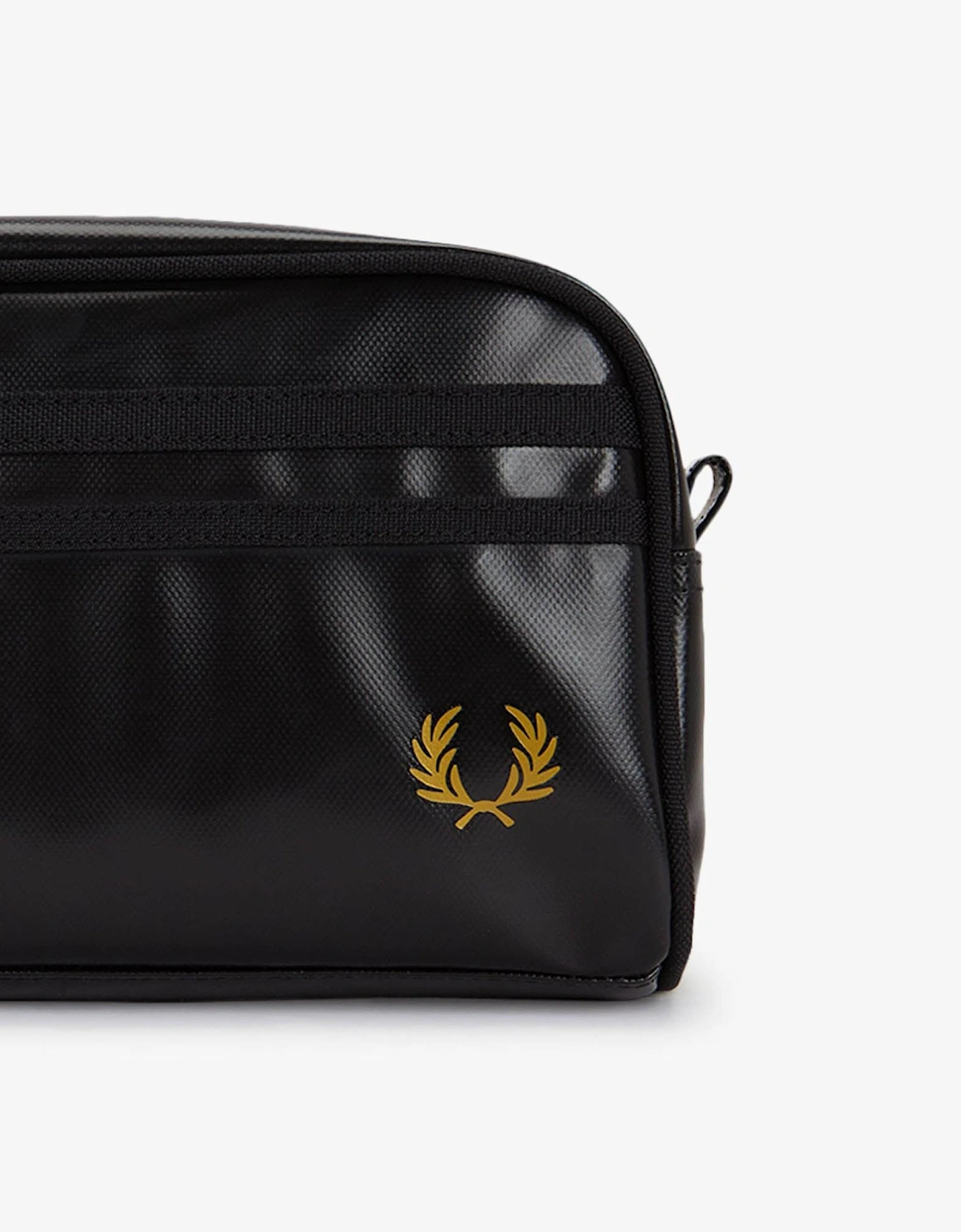 Fred Perry Mens Tonal Coated Poly Wash Bag - Black/Gold 774