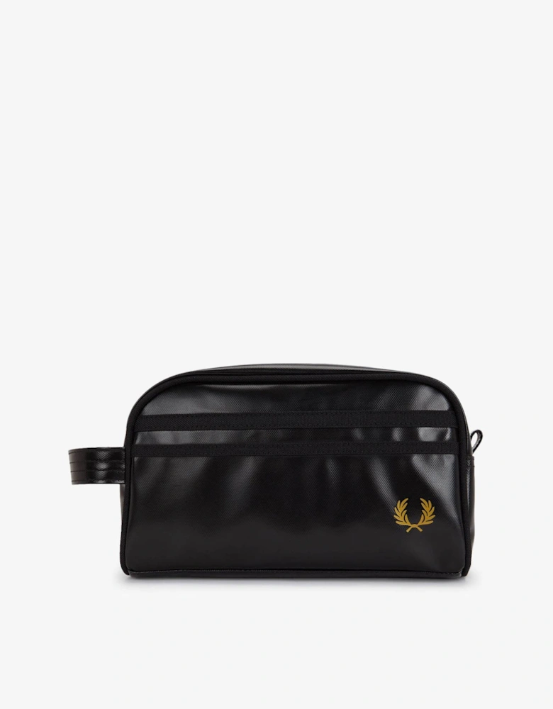 Fred Perry Mens Tonal Coated Poly Wash Bag - Black/Gold 774