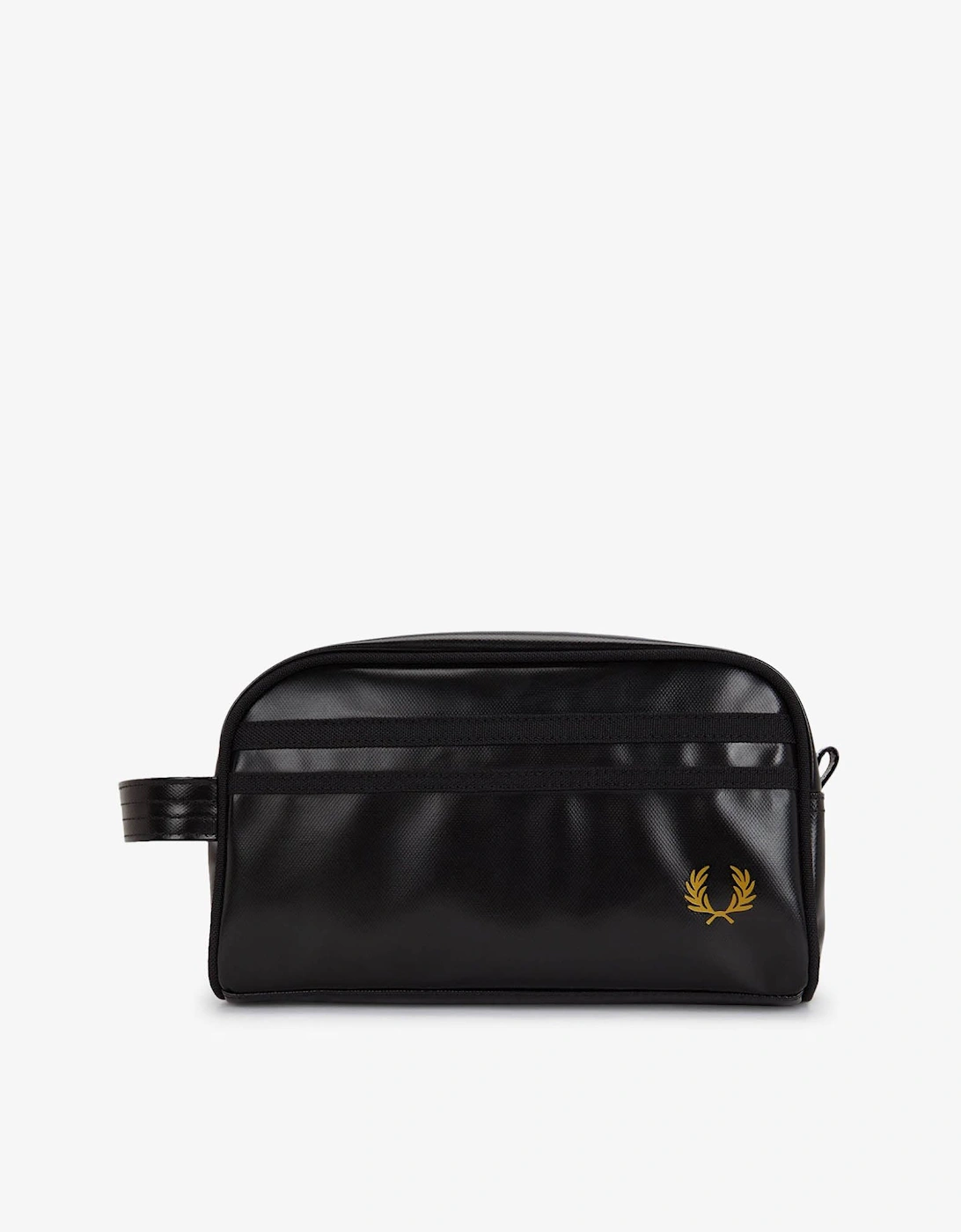 Fred Perry Mens Tonal Coated Poly Wash Bag - Black/Gold 774