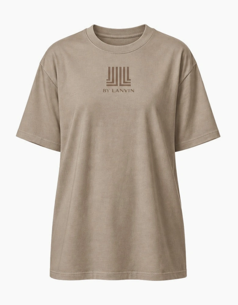 By Lanvin Printed Central Logo Taupe T-Shirt
