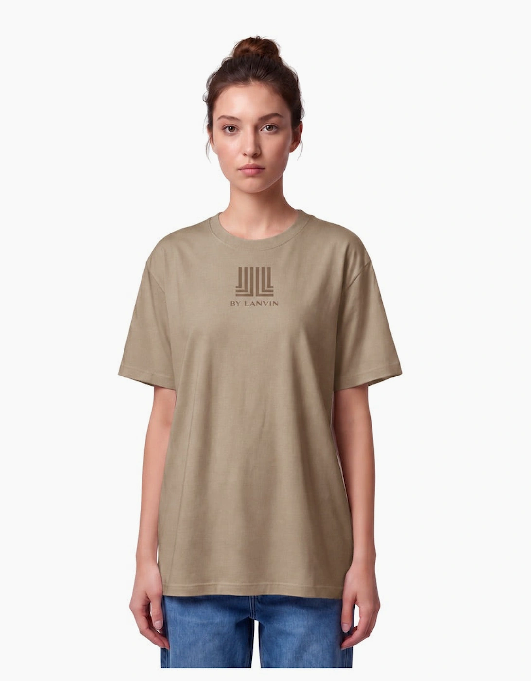 By Lanvin Printed Central Logo Taupe T-Shirt