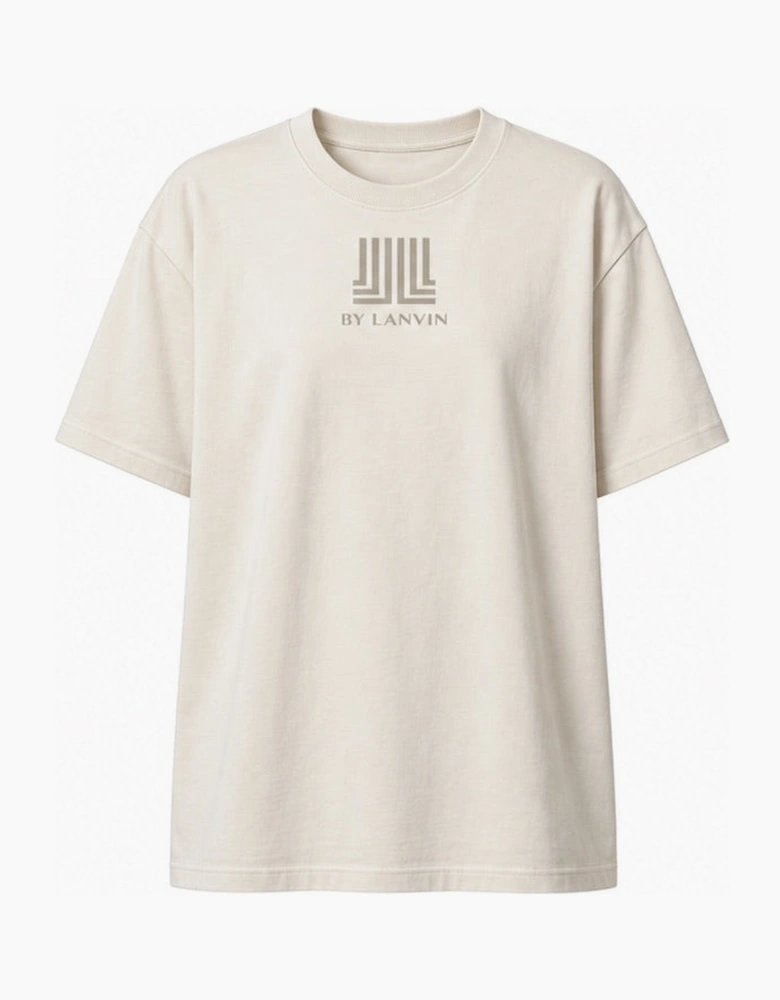 By Lanvin Printed Central Logo Beige T-Shirt