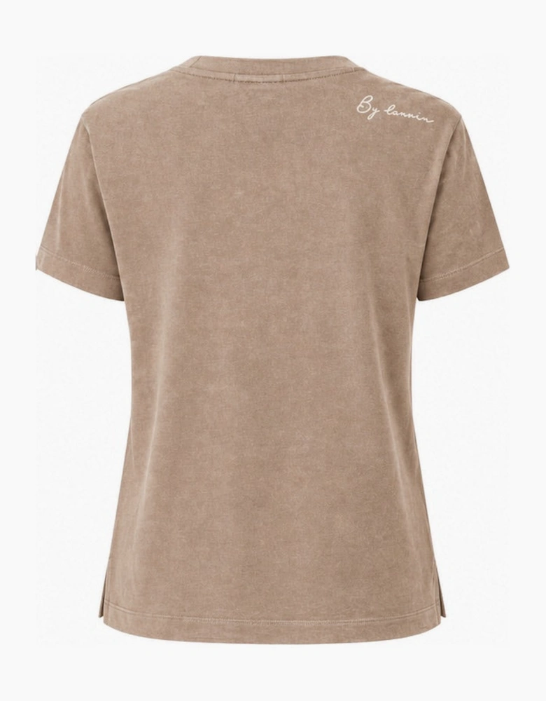 By Lanvin Shoulder Logo Taupe T-Shirt