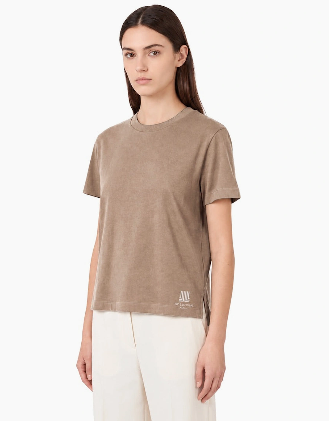 By Lanvin Shoulder Logo Taupe T-Shirt