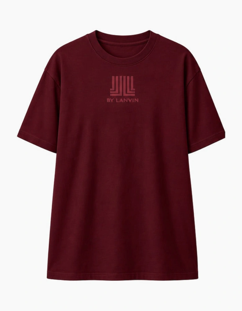By Lanvin Printed Central Logo Burgundy T-Shirt