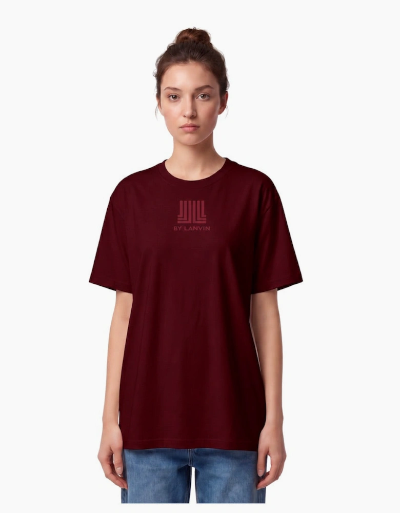 By Lanvin Printed Central Logo Burgundy T-Shirt