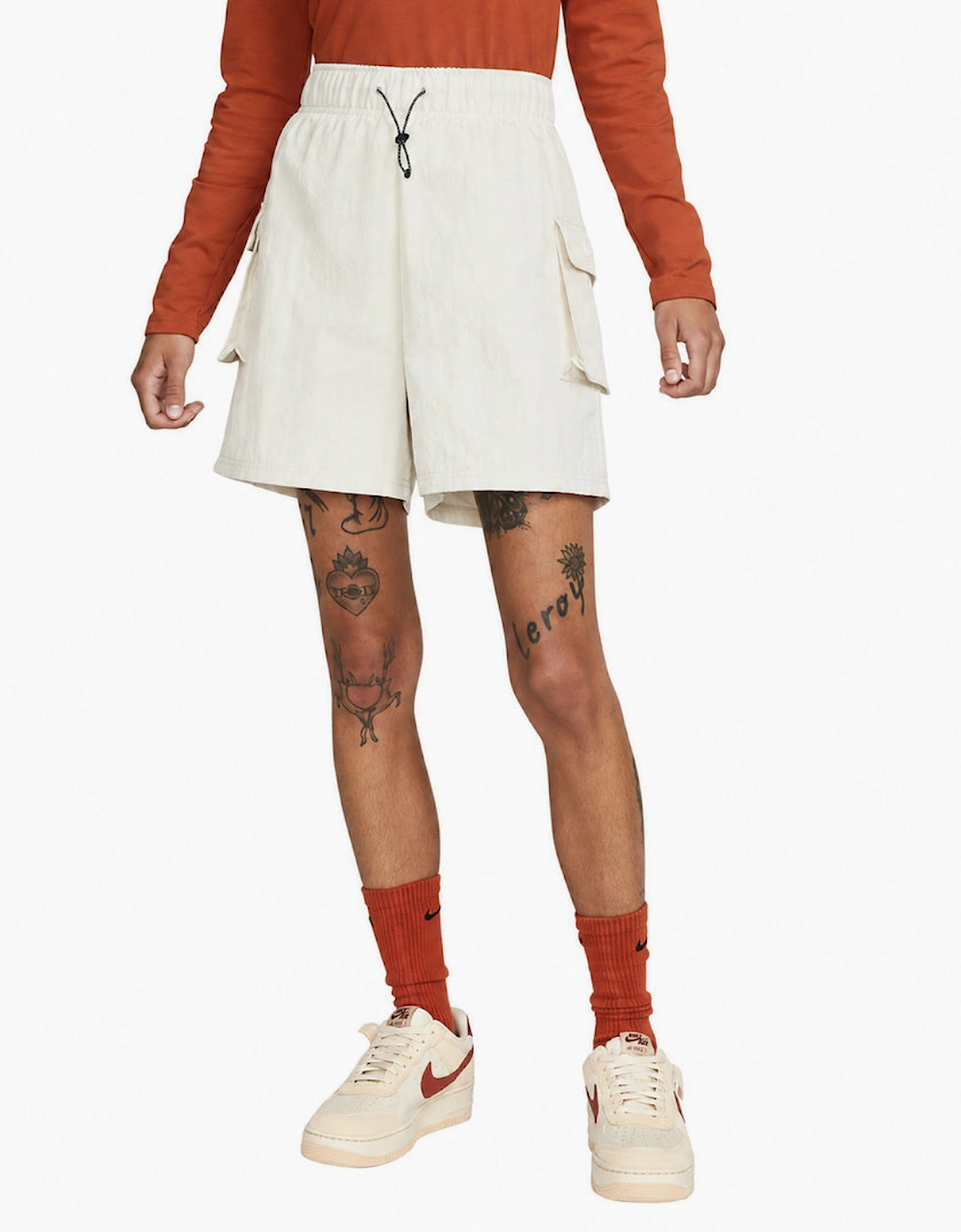 Nike Women's Woven High-Rise Cream Shorts