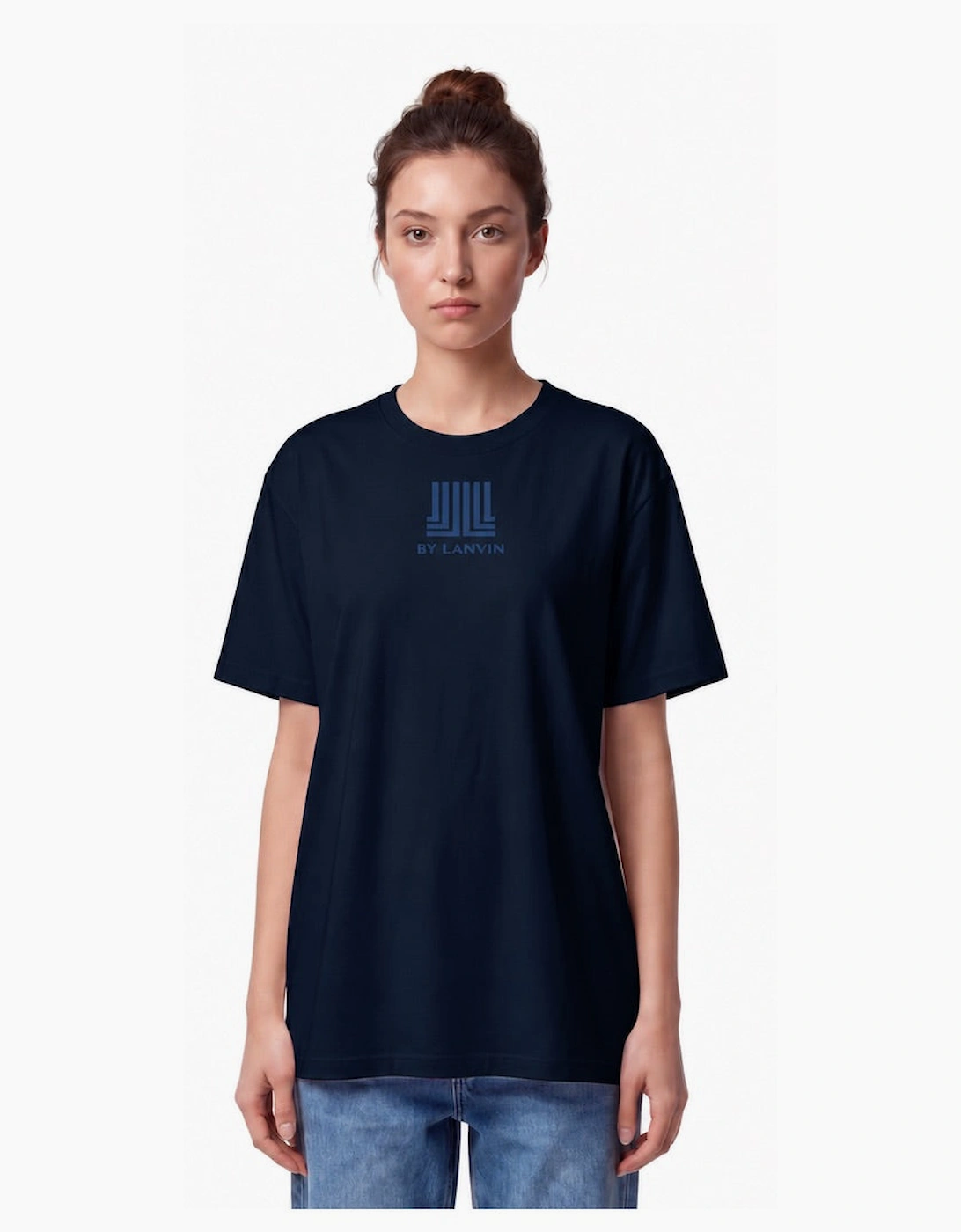 By Lanvin Printed Central Logo Blue T-Shirt