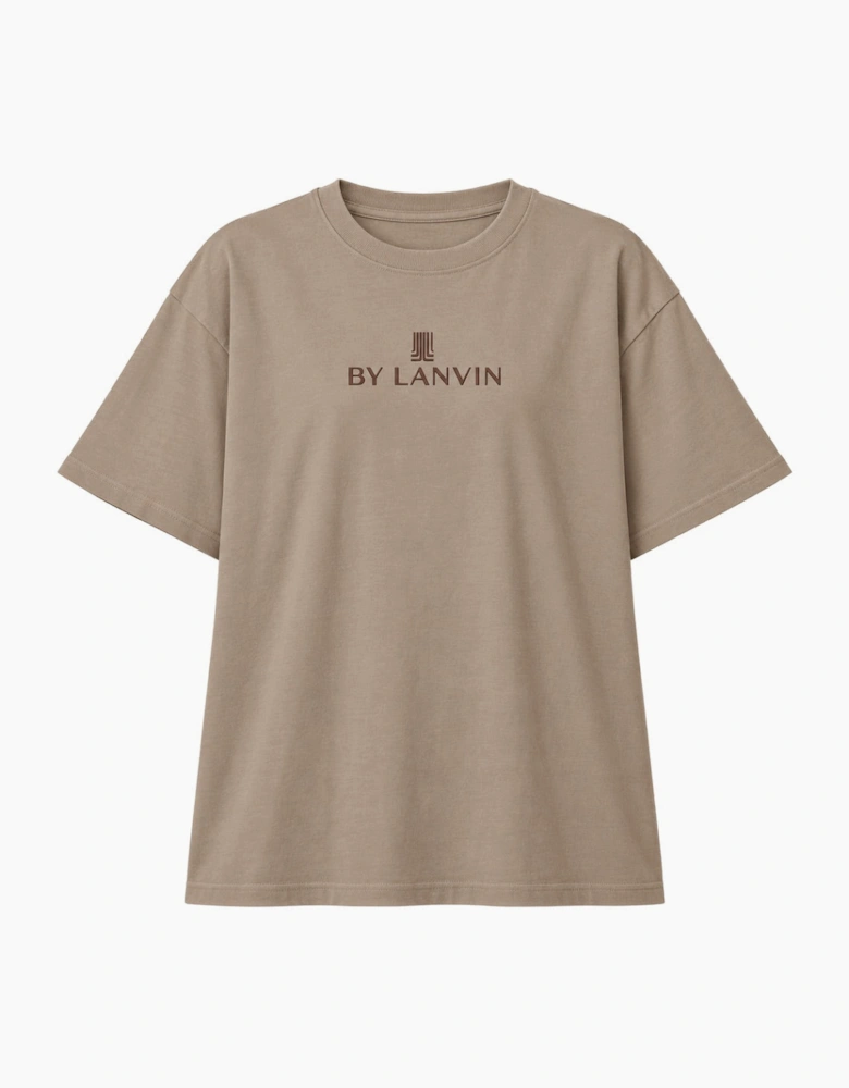 By Lanvin Embroidered Central Logo Taupe T-Shirt