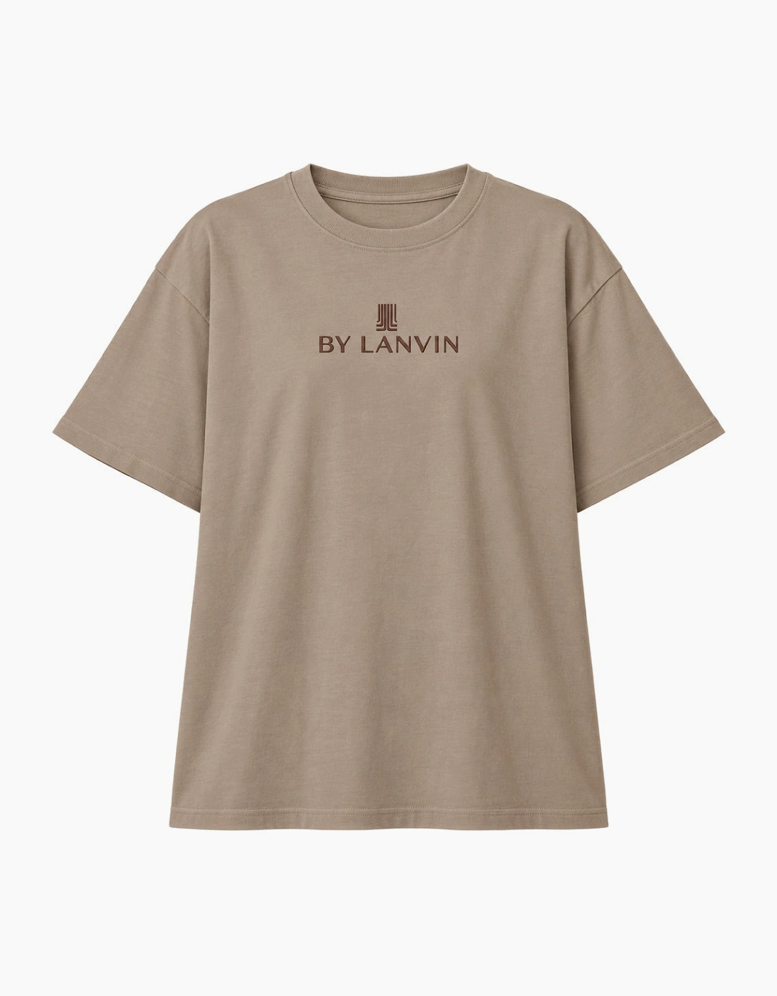 By Lanvin Embroidered Central Logo Taupe T-Shirt